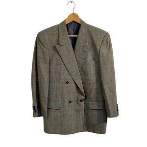 ROGATIS Brown Tweed Plaid Print Men's Vintage Suit Jacket Blazer Sz. S / M